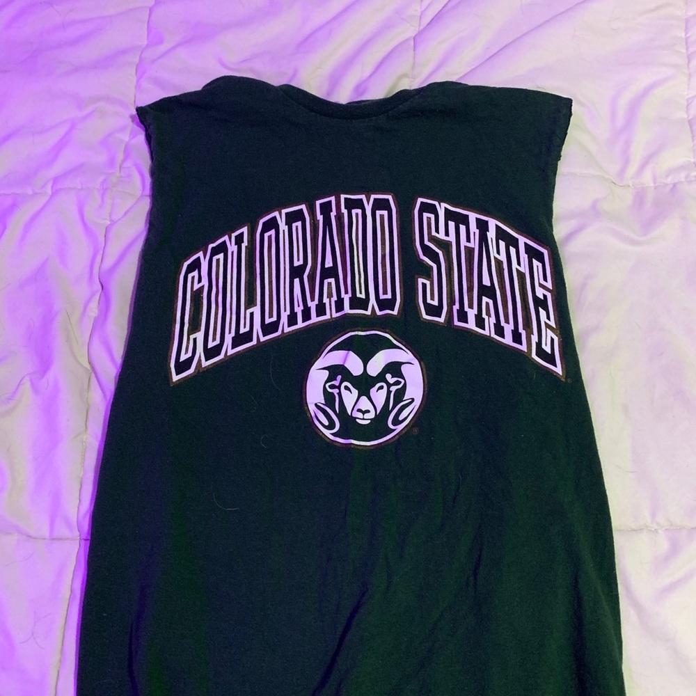 dark green colorado state muscle tee